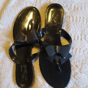 Salvatore Ferragamo Black Sandals with Glossy Finish